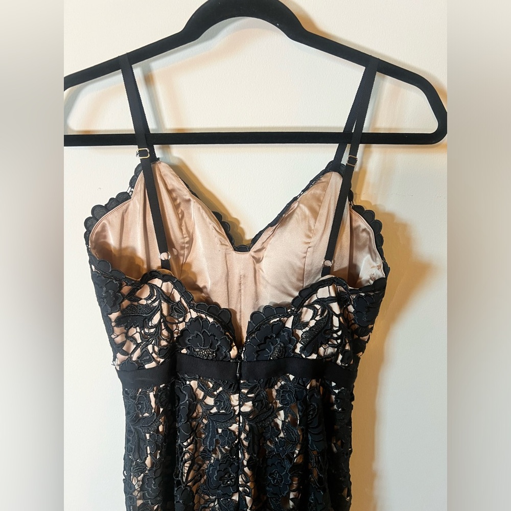 Catherine Deane Lace Cami-Strap Jumpsuit, Black/Almond | size 6 - Picture 7 of 12